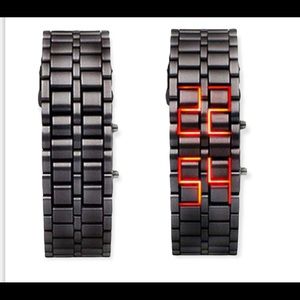 Fashion black stainless steel digital display watch